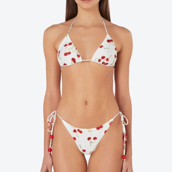 Adriana Degreas P/S Small - Cherry Bomb Triangle Bikini Top & Bottom, NEW - Picture 1 of 9